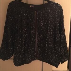 Sparkle & Fade black zipper sequin jacket